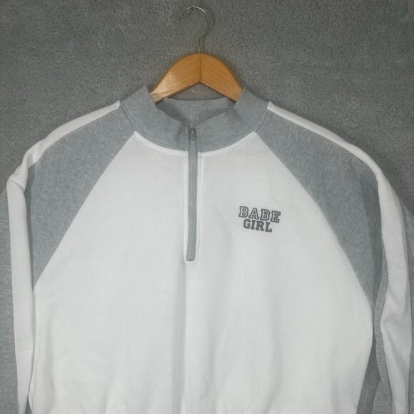 New Look Womens Sweatshirt Half Zip White Babe Girl Plus Size Ladies Autumn 2X - Picture 3 of 10